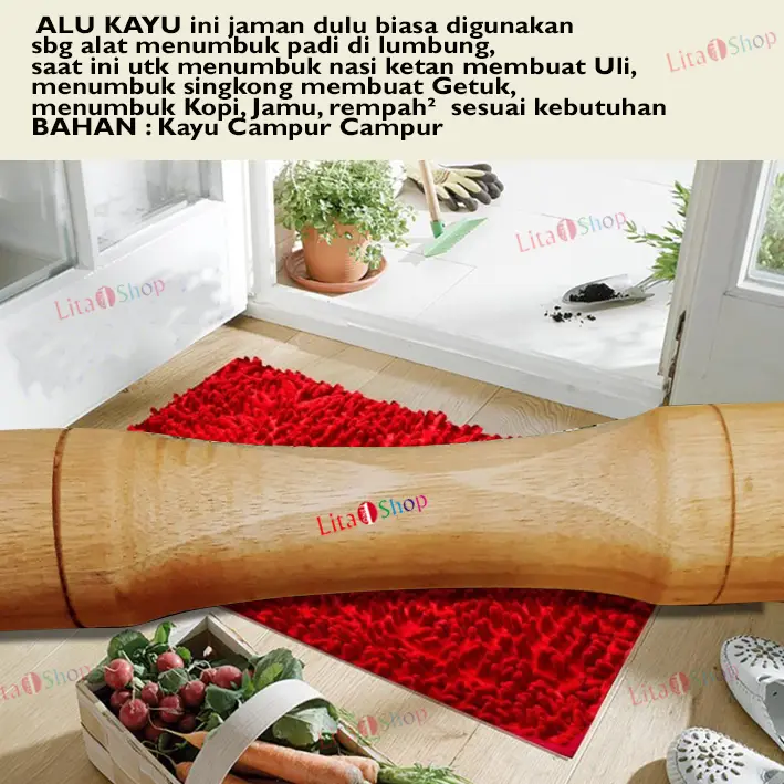 ALU KAYU Alat Penumbuk Padi/Lesung/Lumpang Uk. Besar Panjang 2