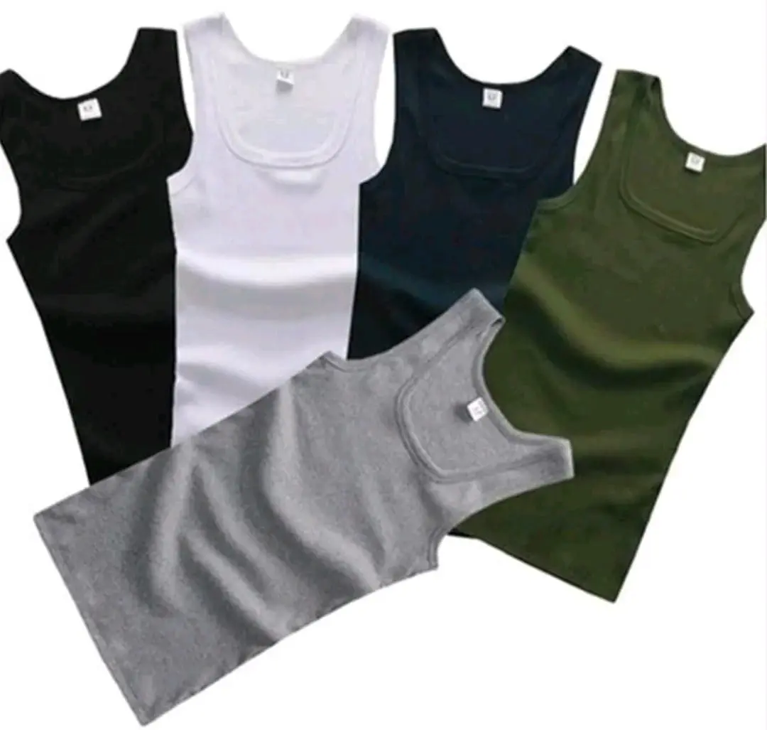 PAKET 5 PCS KAOS SINGLET PRIA DEWASA POLOS BAHAN COTTON KAOS DALAMAN COWOK Atasan Oblong Katun Hitam Putih Santai