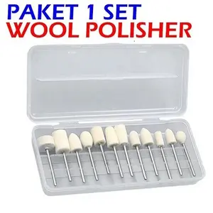 Paket 12 Pcs Wool Polisher 2.35mm Mini Grinder Poles Gosok Polish Polishing Buffing Wheel Poles Gerinda Tuner