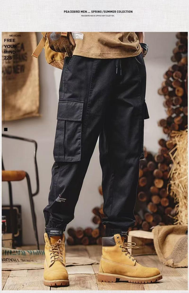 Product Introduction of Men's ankle binding cargo pants Men's retro outdoor paratrooper pants Men's American loose casual pants Men's trendy brand fashionable cargo pants 7