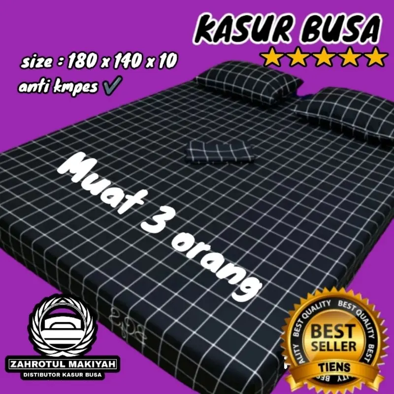 kasur busa BERKUALITAS super awet. 180 x140x10 cm muat 3 orang. motip random.