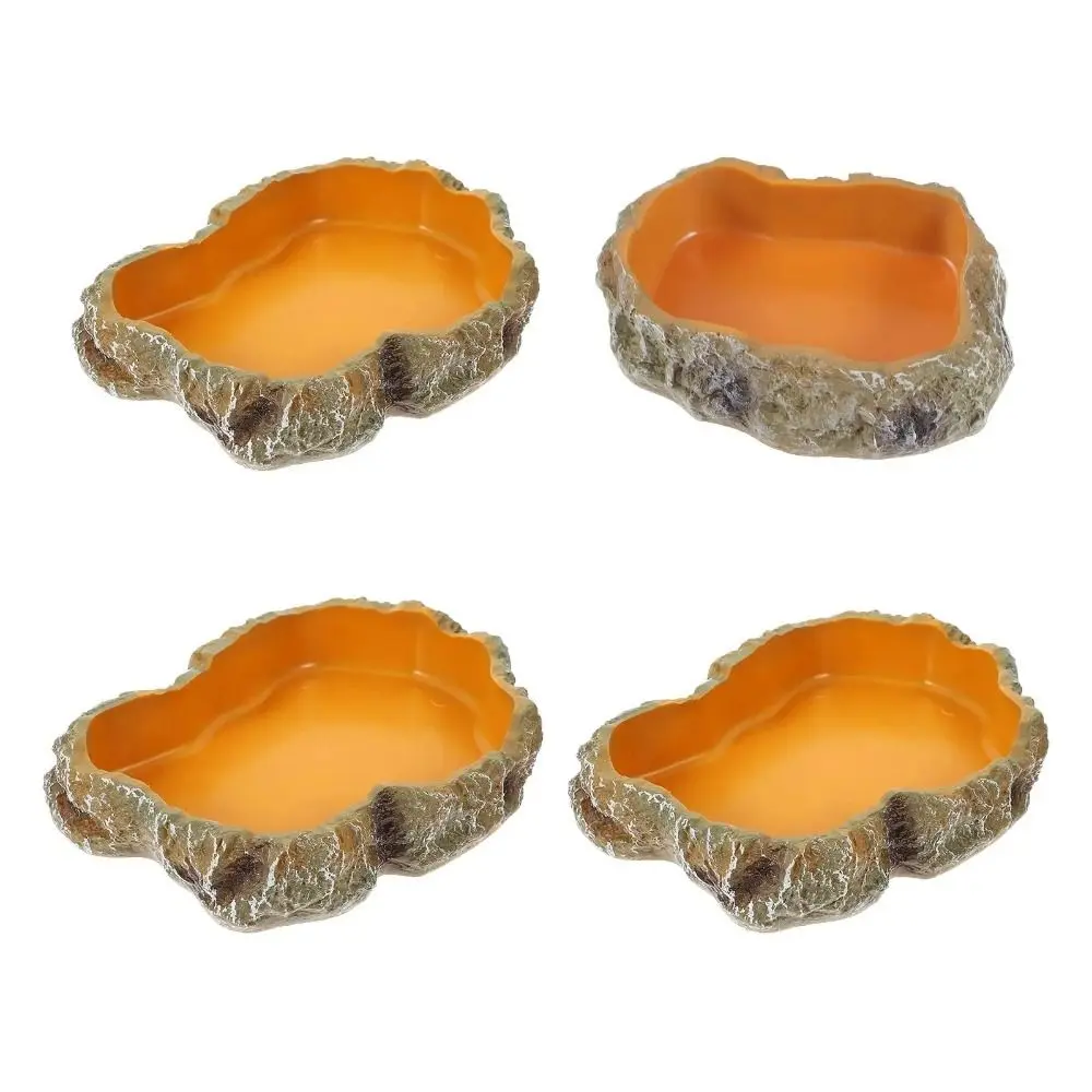 Turtle And Horned Frog Supplies Resin Reptile Water Bowls Climbable Simulation Scene Amphibian Feeding Bowl Rock Easy To Clean Tortoise Water Dish Tortoise