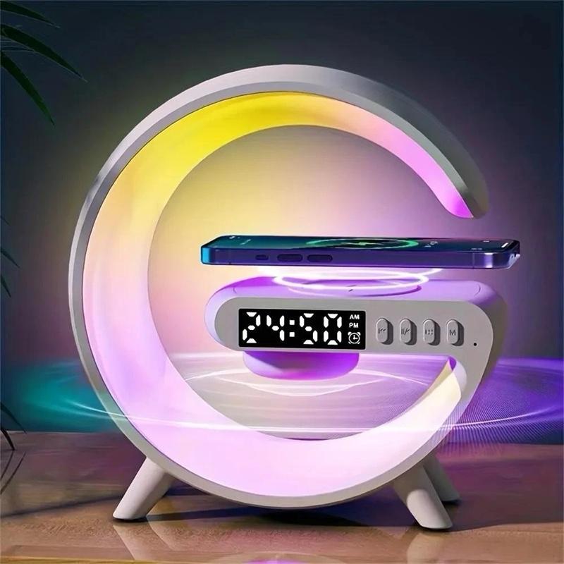 Loa Bluetooth Kiêm Đồng Hồ Báo Thức Đèn Ngủ RGB – Sạc Không Dây – Loa Nghe Nhạc