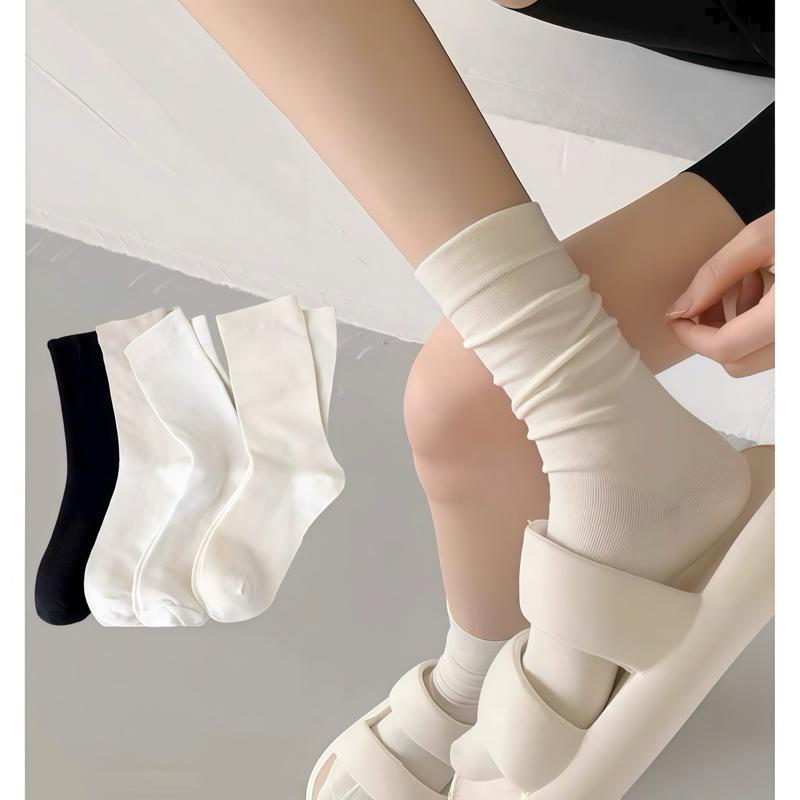 Sét 10 Đôi Tất cổ trơn Trắng đen be BASIC thời trang cute mềm mịn thoáng khí