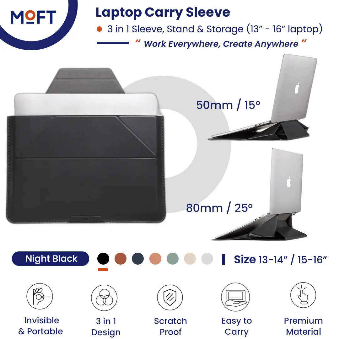 MOFT Laptop Carry Sleeve (3-IN-1 Laptop Sleeve & Stand with Expandable Storage)