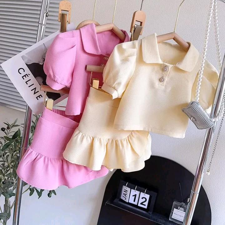CF - SETELAN ANAK PEREMPUAN ATASAN DAN ROK CELANA LUCU / SET ANAK KIKU KOREAN STYLE baju anak perempuan 1