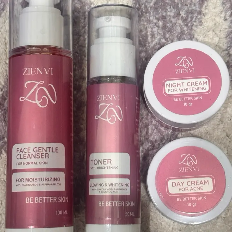 ZIENVI BEAUTY - PAKET WHITENING GLOW KEMASAN BARU (KRIM SIANG ACNE)- MENCERAHKAN Wajah 3