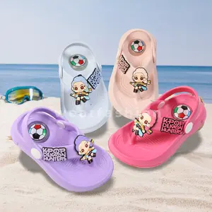 Sandal Jepit Anak Cewek Karet Jelly Korean Style K-pop Demon Hunters Sandal Daily Bunyi Cit Cit Cit Tali Belakang Karet EVA Ukuran 19-24 8001-1