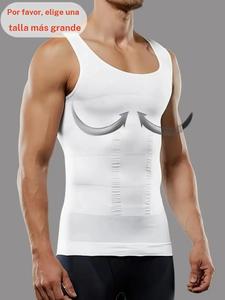 Camiseta de compresión transpirable para hombre, capa base, moldeadora del pecho y reductora del abdomen, suero de gimnasio sin mangas, ajustada, control de vientre, tops básicos, ropa deportiva, apta para uso diario y deporte (1 unidad).