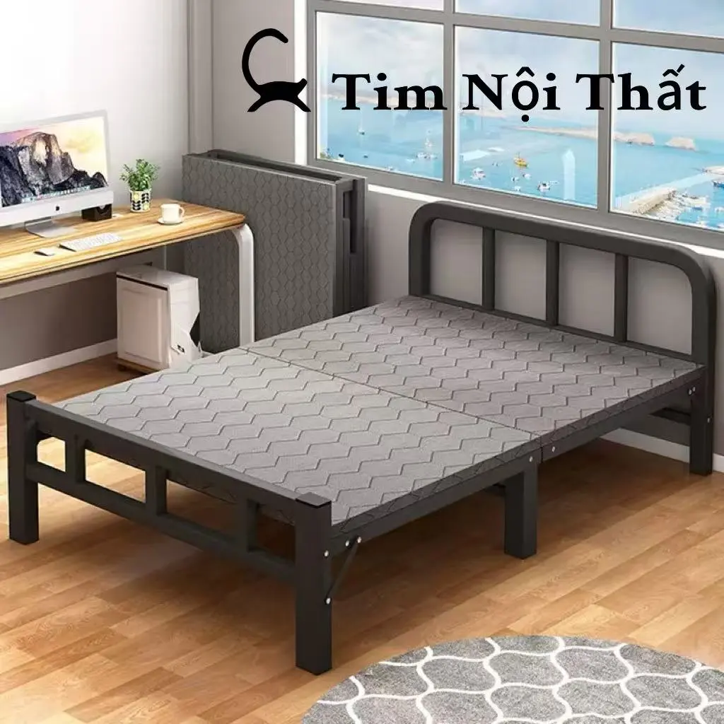 Giường gấp AI, Nhẹ và bền, có nệm, Khung thép chất lượng cao, chắc chắn, đa chức năng, Chịu lực 250 kg, dễ dàng mang theo, tiết kiệm không gian, thích hợp cho gia đình, văn phòng, bệnh viện, cắm trại