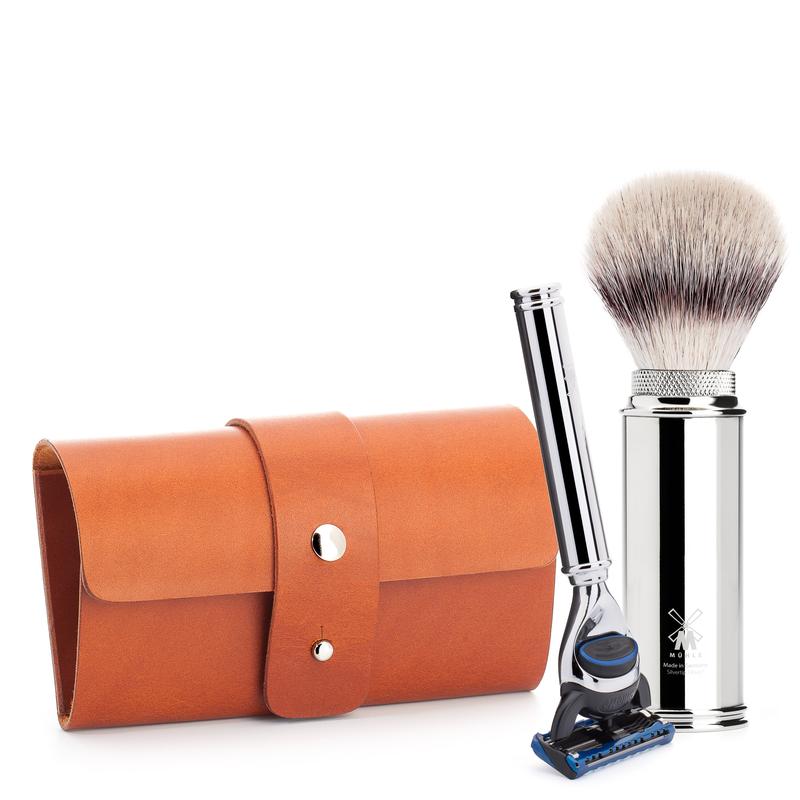 Mühle Custodia da viaggio in pelle con pennello e Fusion