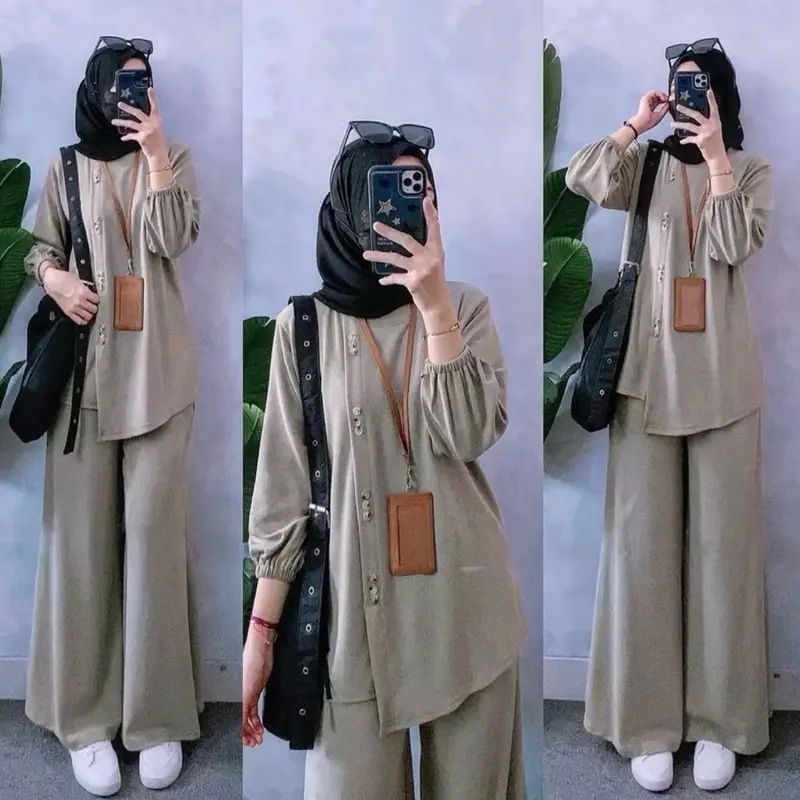 Setelan Wanita Lapina Set Celana Cutbray Cringkel Air Flow Jumbo Set | Setelan Wanita Celana Cutbray Cringkel Air Flow | COD 1