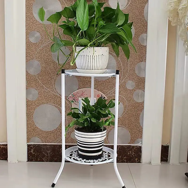 Iron Flower Stand 2-Layer Floor Rack Balcony Flower Pot Home Garden Indoor Balcony Decor