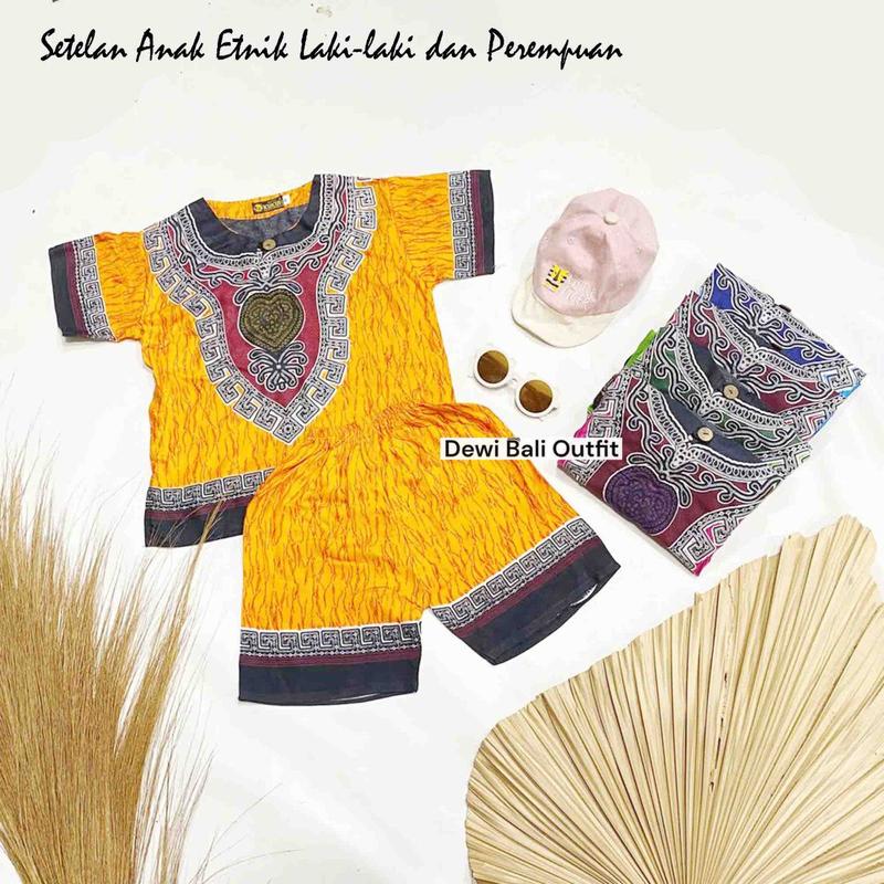 Product Introduction of Dewi Bali - Setelan Etnik Anak Batik Thailand Warna - Laki-laki dan Perempuan - Usia 1-8 Tahun - Katun Adem - Fashion 14