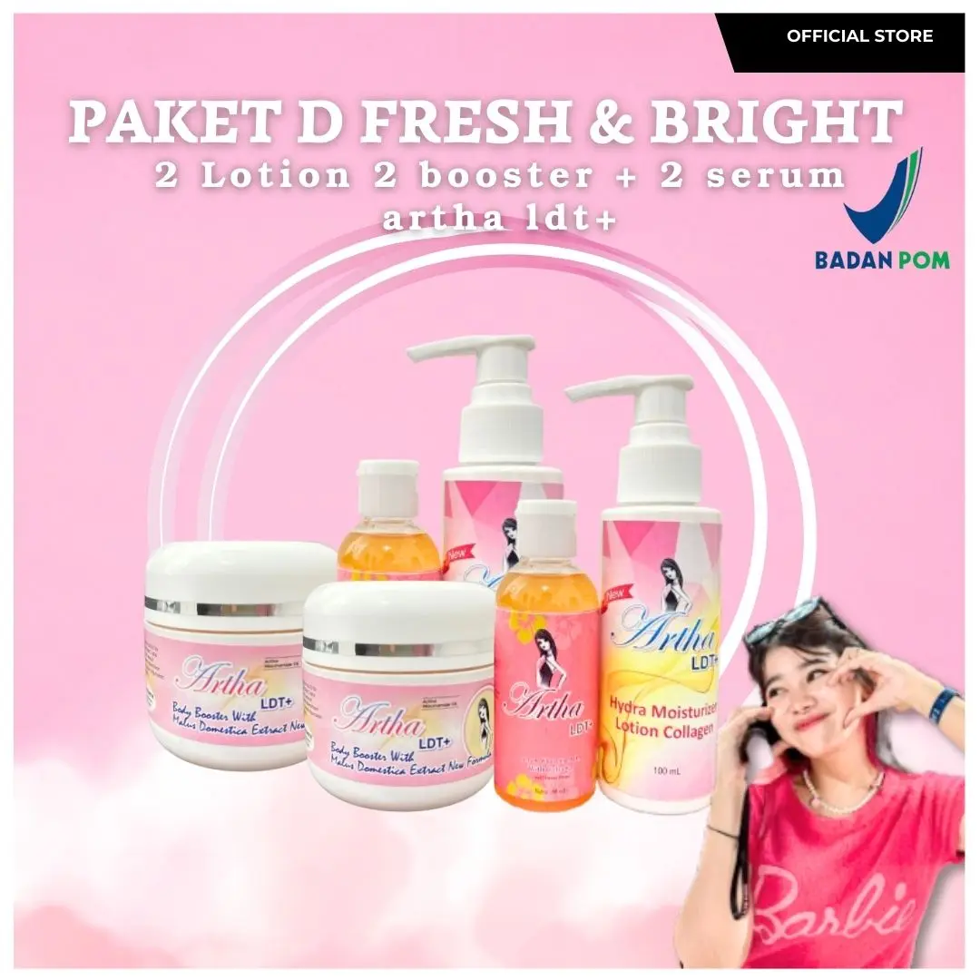 [ARTHA LDT] PAKET D FRESH & BRIGHT WITH NIACINAMIDE 5x MENCERAHKAN ( 2 Lotion + 2 booster + 2 serum) SPECIAL BOOSTER NEW FORMULA Acid Kaki