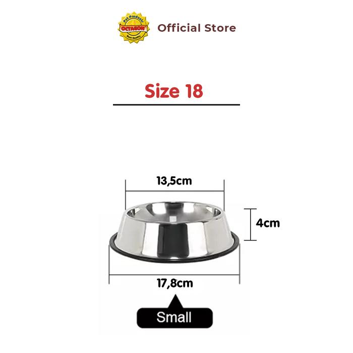 Gambar Mangkok Stainless Food Grade Alas Karet Anti Geser | Tempat Makan Anjing & Kucing - Mini (Size 16) dari Octagon Pet Indonesia Kota Surabaya 5 Tokopedia