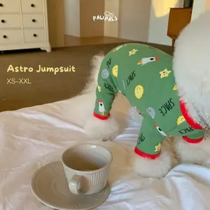 Astro Jumpsuit - Baju Pasca Operasi Tidur Piyama Anabul Anjing Kucing Tema Luar Angkasa Roket Bintang