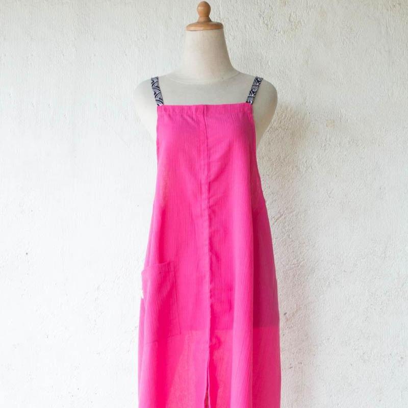 Apron Linen Masak Dapur Unisex Warna Pink