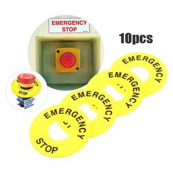 JDIME 10-Pack Yellow Emergency Stop Push Button Switch Labels – Round Ring Plates In 40mm/60mm/90mm Sizes