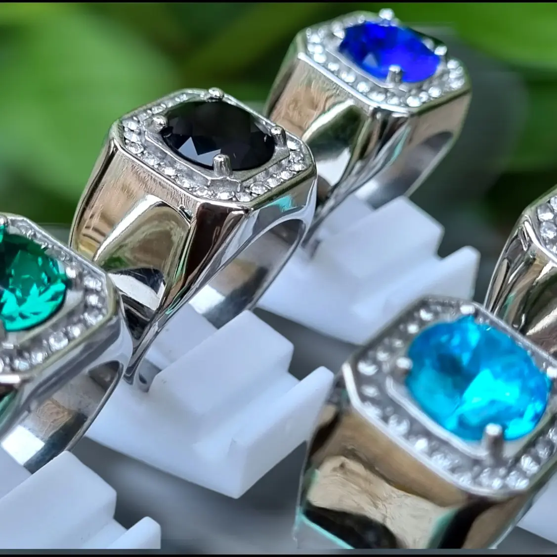 Cincin pria mata Di4mon bahan titanium silver