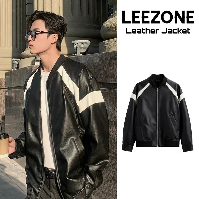 Áo khoác Da PU nam LeeZone dày đẹp cao cấp | Bomber Da PU Khóa Kéo
