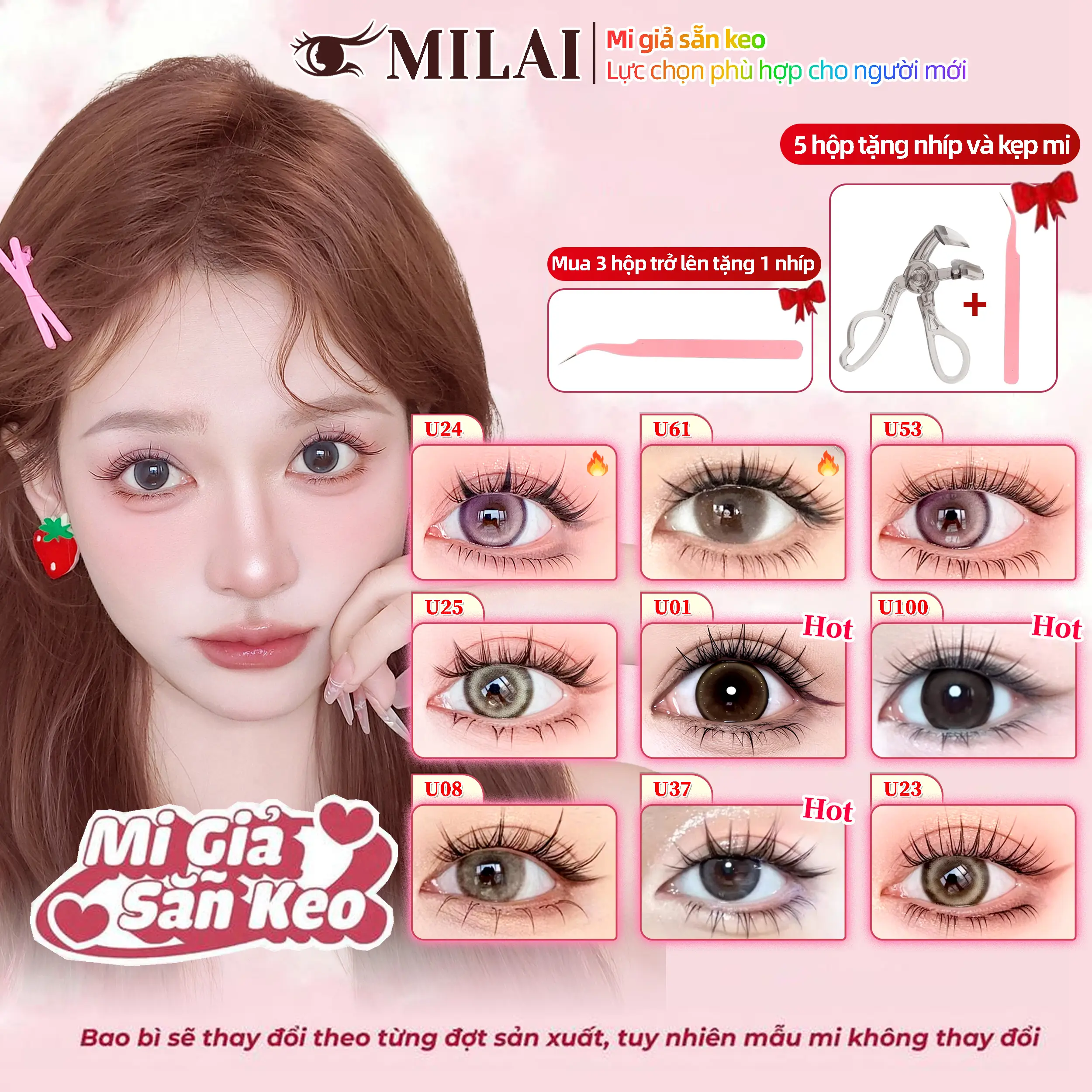 MILAI Mua 3 hộp tặng nhíp, mua 5 hộp tặng kẹp mi