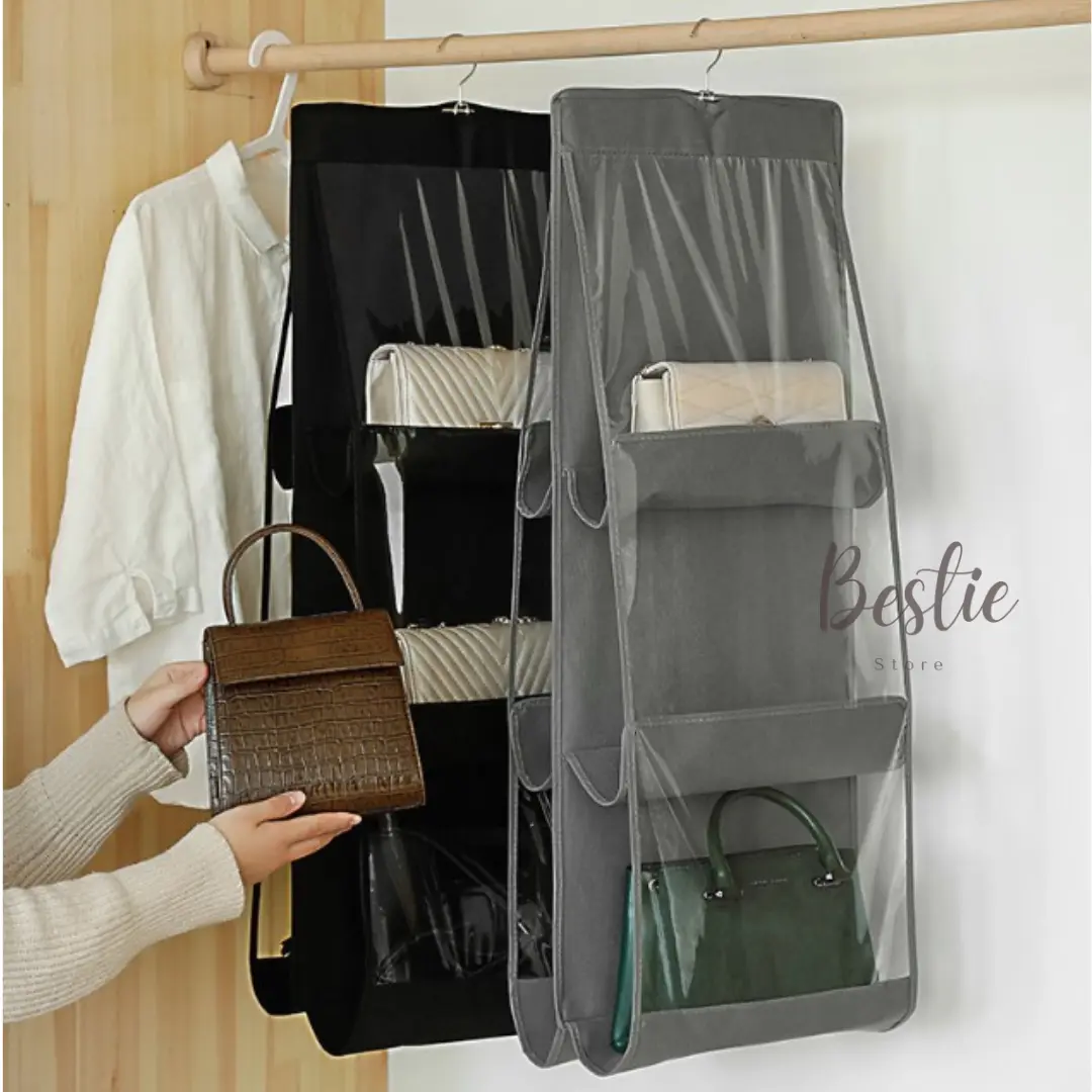 Bestie Rak Organizer Penyimpanan Tas Model Gantung Anti Debu Sekat 6 Storage Serbaguna