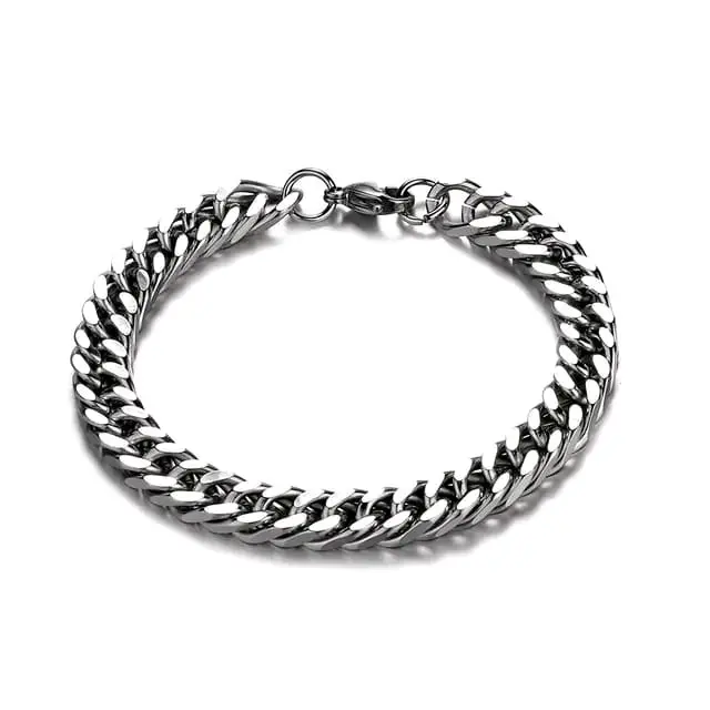 GELANG TITANIUM PRIA MODEL RANTAI GANDA ACCESORIES GELANG IMPORT QUALITY ANTI KARAT Bracelets Silver Aksesoris Tali