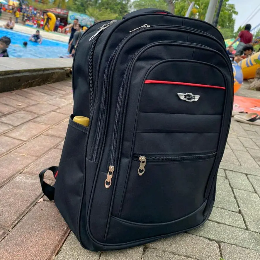 Tas polo / Ransel backpack / Tas fungsional / Tas 4 ruang penyimpanan tas kerja,tas sekolah SD, SMP, SMA, kuliahan. Hitam Pria Wanita