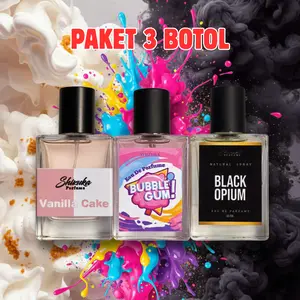 KING NOSE TERLARIS PAKET 3 BOTOL | BUNDLING PARFUM VANILLA CAKE - PERMEN KARET - BLAK OPIM PARFUM PRIA WANITA 30ML PARFUM WANGI TAHAN LAMA