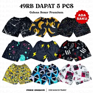Celana Boxer Viral Motif Paket 5pcs Celana Pendek Pria Wanita Celana Kolor Santai Celana Gambar Kekinian