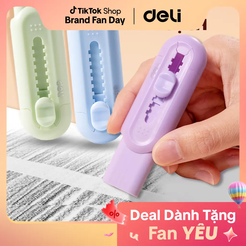 Gôm tẩy chì ít vụn dạng kéo Deli – không dính tay, bụi bẩn, tiện dụng học sinh, sinh viên