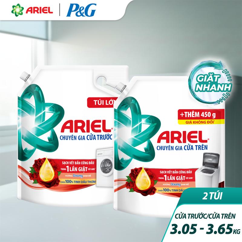 KOL Combo Nước giặt Ariel cửa trên 3.2kg cửa trước 3.05kg nhiều mùi hương x2