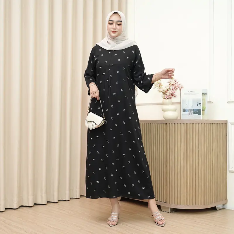 RUN.CO Daster Gamis Kekinian Terbaru Rayon Premium Busui Lengan 3/4 Motif Best Seller 3