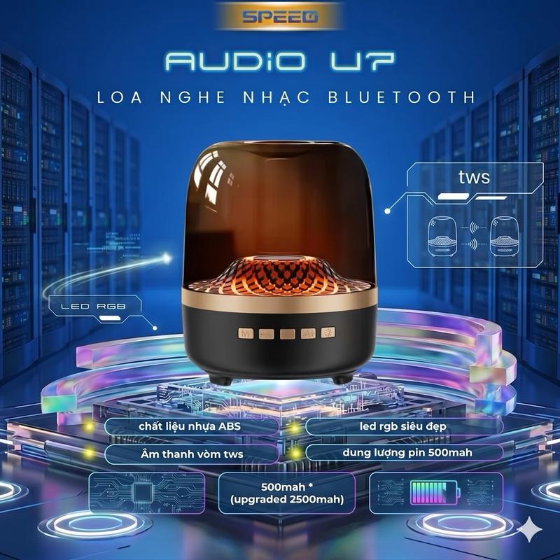 Loa nghe nhạc bluetooth V7 Speed âm thanh trầm LED RGB Kết nối 5.3 Có thể kết…