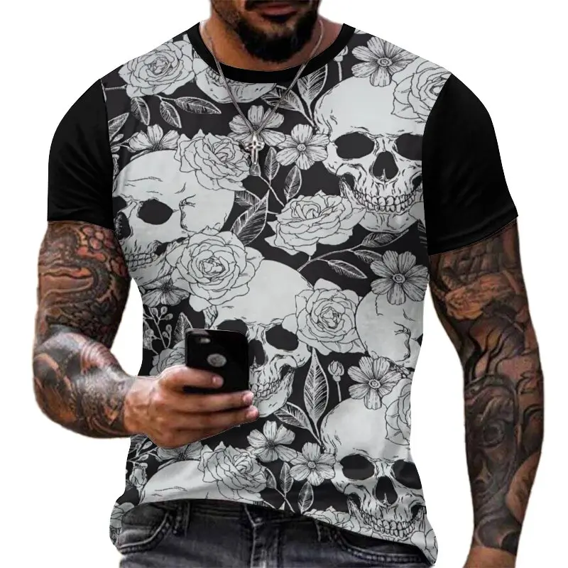 2025 Summer Trendy Round Neck Short Sleeve T-shirt: Minimally tailored with abstract art prints, comfortable and breathable, a fashionable choice for daily commuting and casual wear!