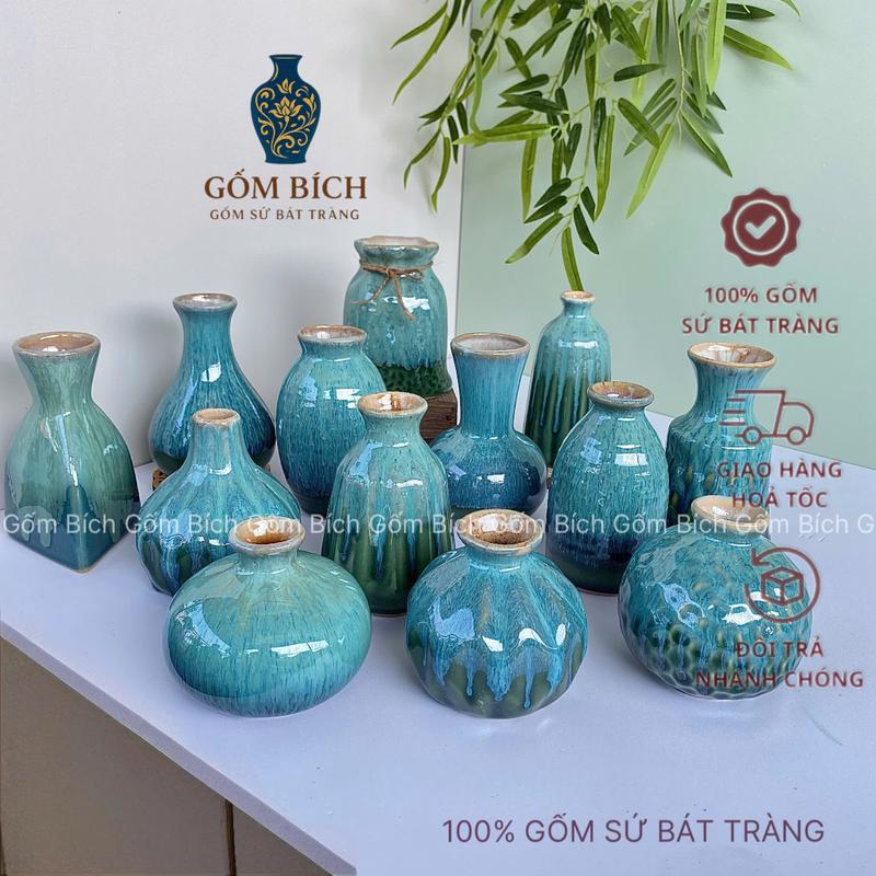 Bình hoa Mini Men Bạch Ngọc Cắm Hoa Decor Gốm Sứ Bát Tràng