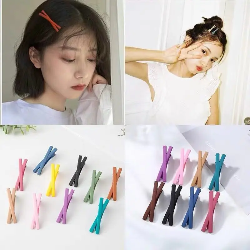 Fashionable candy color duckbill clip for girls simple sweet hair accessories