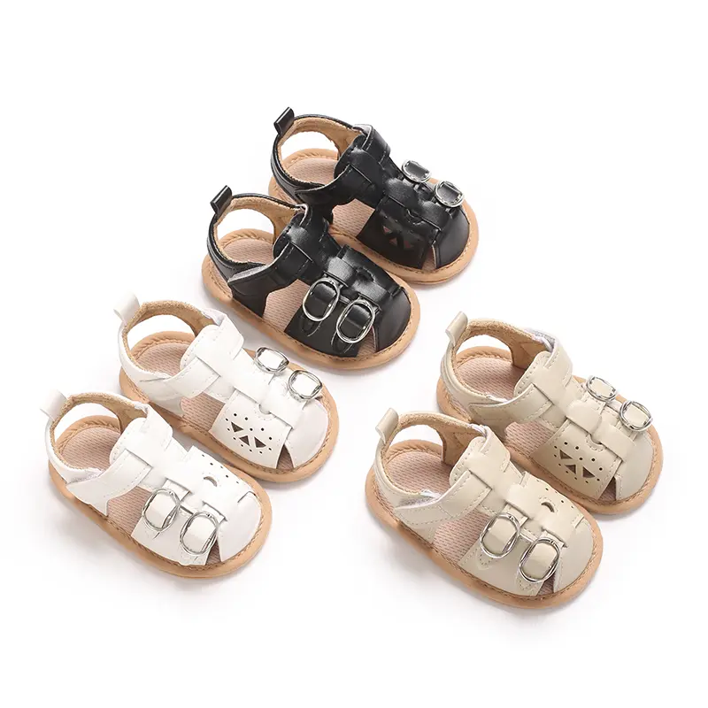 Boys and girls baby toe sandals anti slip soft rubber sole  learning to walk flat shoes