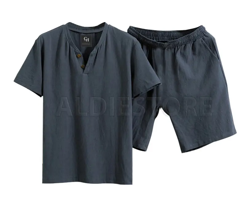 Baju Set Pakaian Pria Celana Pendek Hitam Polos Setelan Amond Kaos dan Celana Distro 6