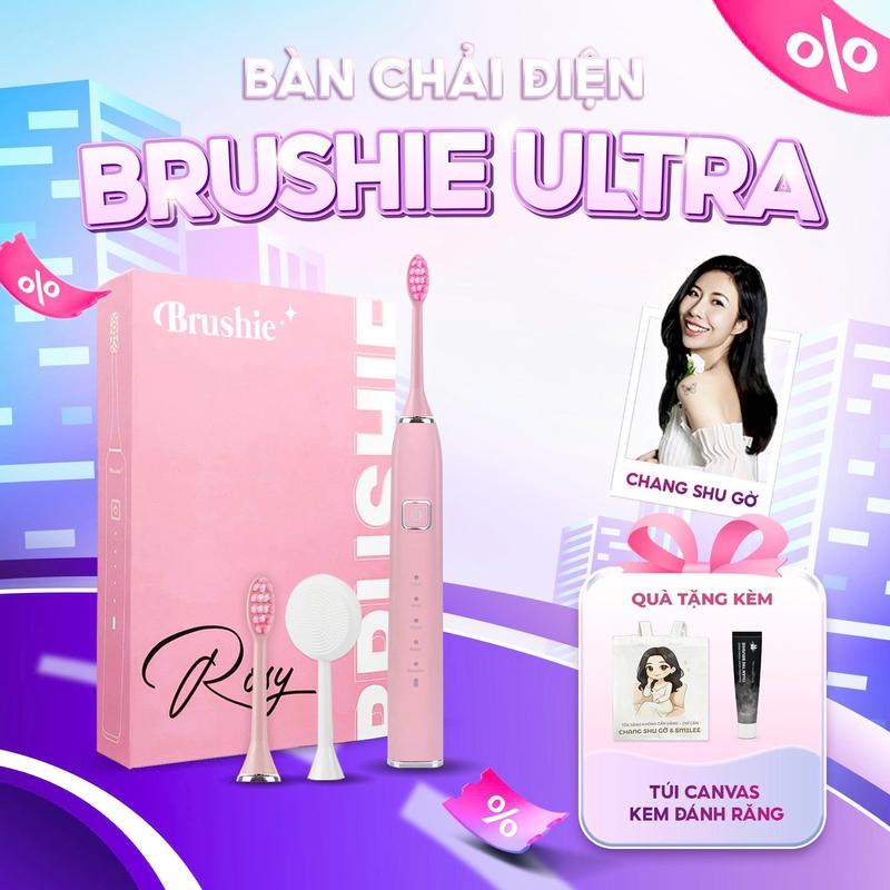 [CSG_DEAL ĐỘC QUYỀN] Bàn chải điện Brushie Ultra tích hợp đầu rửa mặt [BẢO HÀNH 1000 NGÀY]+ 1 TÚI CANVAS ChangShuGo+ 1 KEM ĐÁNH RĂNG #BRULT