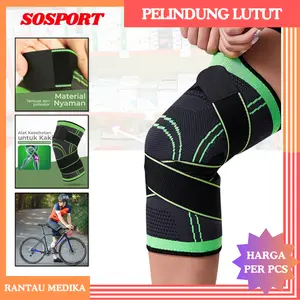 SOSPORT Pelindung Lutut Knee Support Compression Sport Fitness  - SS7 - Green