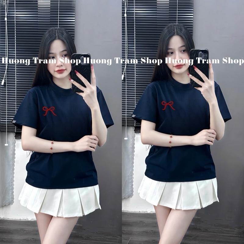 Áo Thun Babytee nữ (35-55kg) cotton 4 chiều - Nơ Đỏ Thêu , Form dáng vừa , chất cotton lạnh mềm mát , Hương Trầm Shop Top Women áo thun nữ , áo phông nữ , áo phông nữ đẹp nhất 2025 1