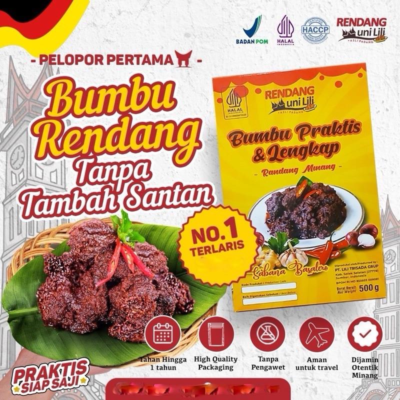 Bumbu Rendang Instan TANPA TAMBAH SANTAN - Rendang uni lili Bumbu Rendang Praktis & Lengkap utk 1 KG Daging Rendang Uni Lili BUMBU INSTAN 3