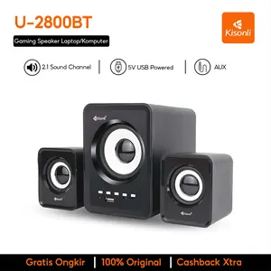KISONLI Gaming Speaker Pc Laptop / Komputer Bluetooth U2800BT Support BT, USB, TF Card & FM Radio subwoofer speakers  Bass