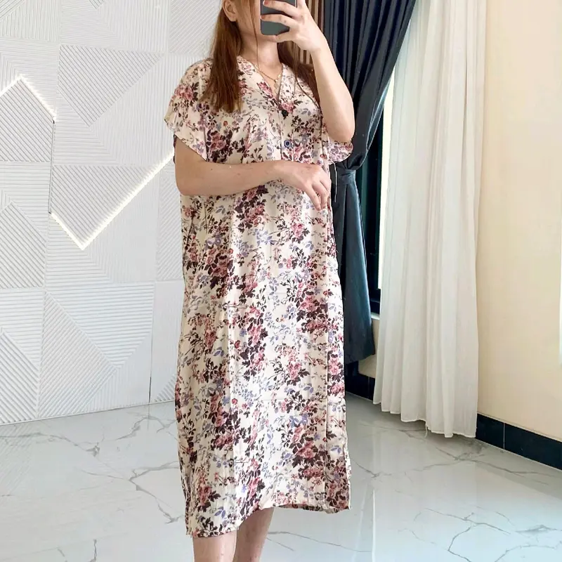 Diora Dress Daster Busui Friendly Kancing - Daster Rayon Busui Bumil Motif 2