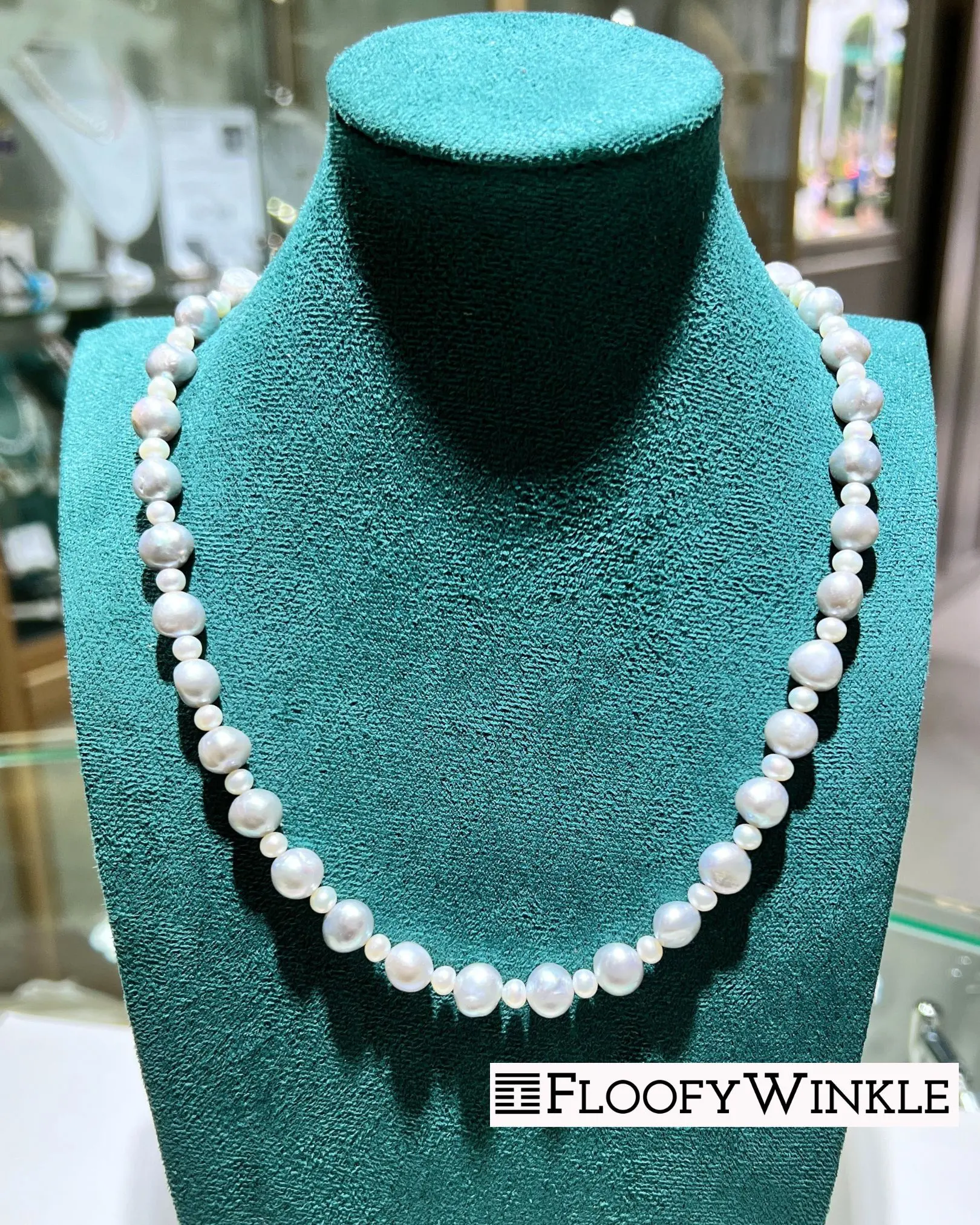 Accomplished Grey Baroque Freshwater Pearl Necklace with Mini White Pearls - 17.5" Length