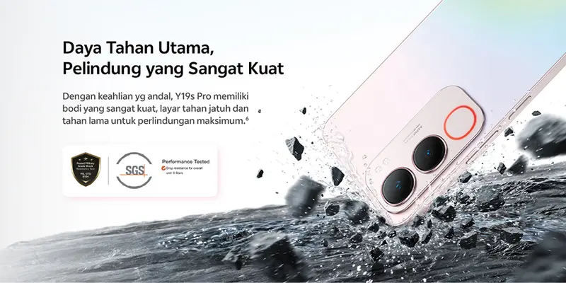 vivo Y19s Pro - 6000mAh + 44W FlashCharge, Tahan Banting Ekstrem, Tahan Hujan IP64, Dual Stereo Speaker, 50MP Kamera Utama, AI Erase 2.0