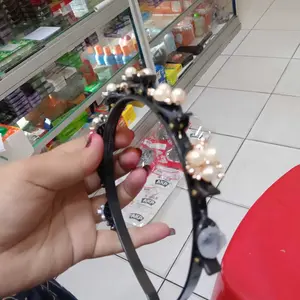 Bando Jepit 2in1 Include Ikat Penjepit Rambut Wanita Motif Bunga Mutiara Diamond Bandana Korean Style Aksesoris