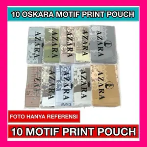 5 & 10 POUCH  SEGI EMPAT VOAL KATUN OSKARA  MOTIF LASER CUT PACKING POUCH PRINTING ORI AZARA SUPERFASHION
